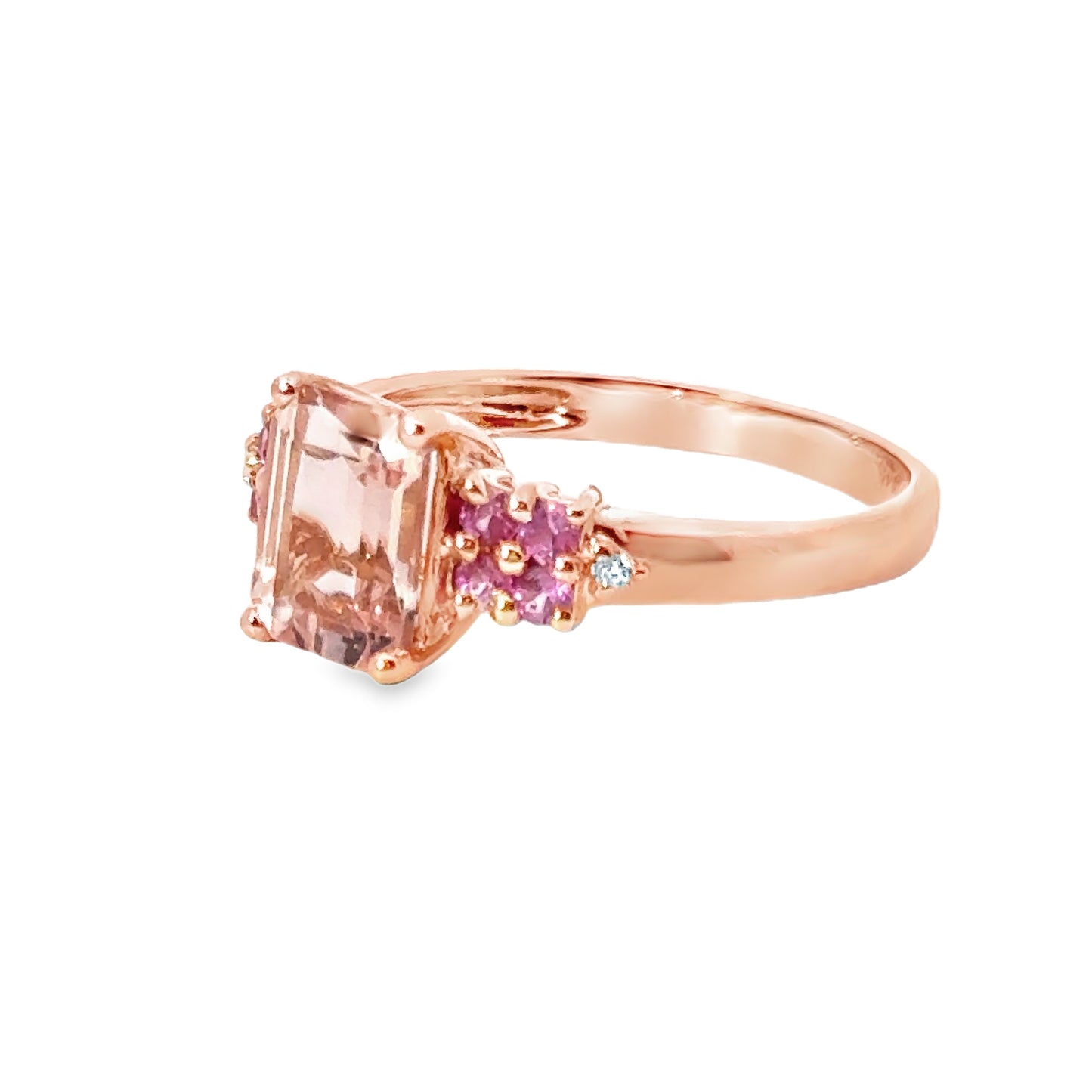 Delightful 14K Rose Gold Peach-Hued Morganite & Diamond Ring