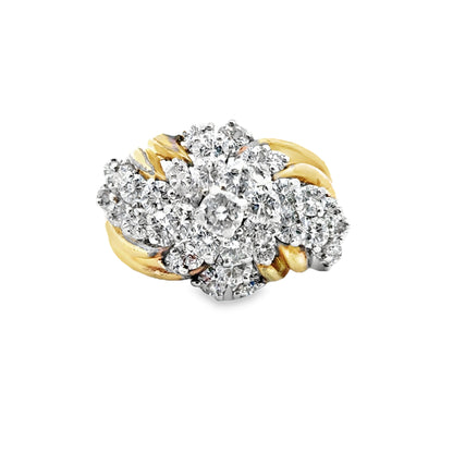 18K Yellow Gold Large Domed Diamond Ring