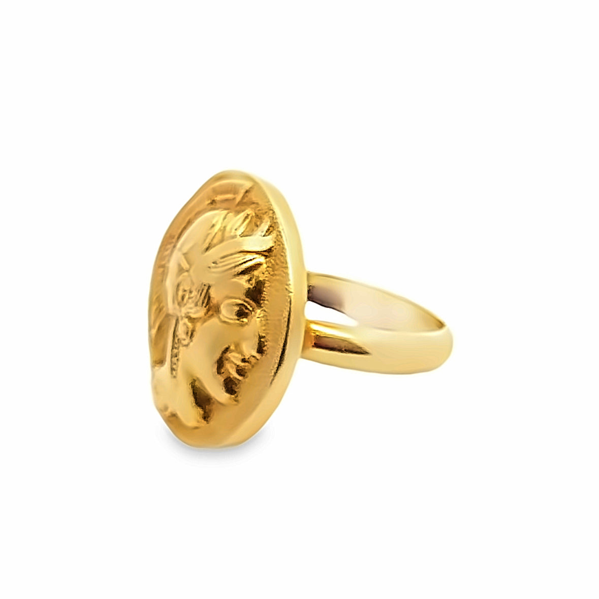 18K Yellow Gold Sun Disk Signet Ring