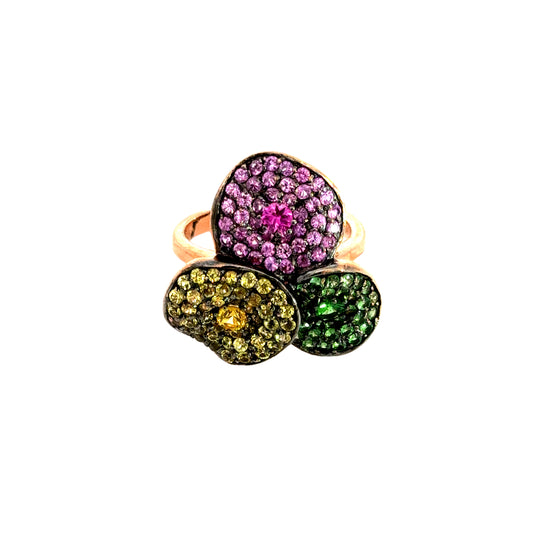 Colorful Symphony Multi-Sapphire 14K Rose Gold Ring