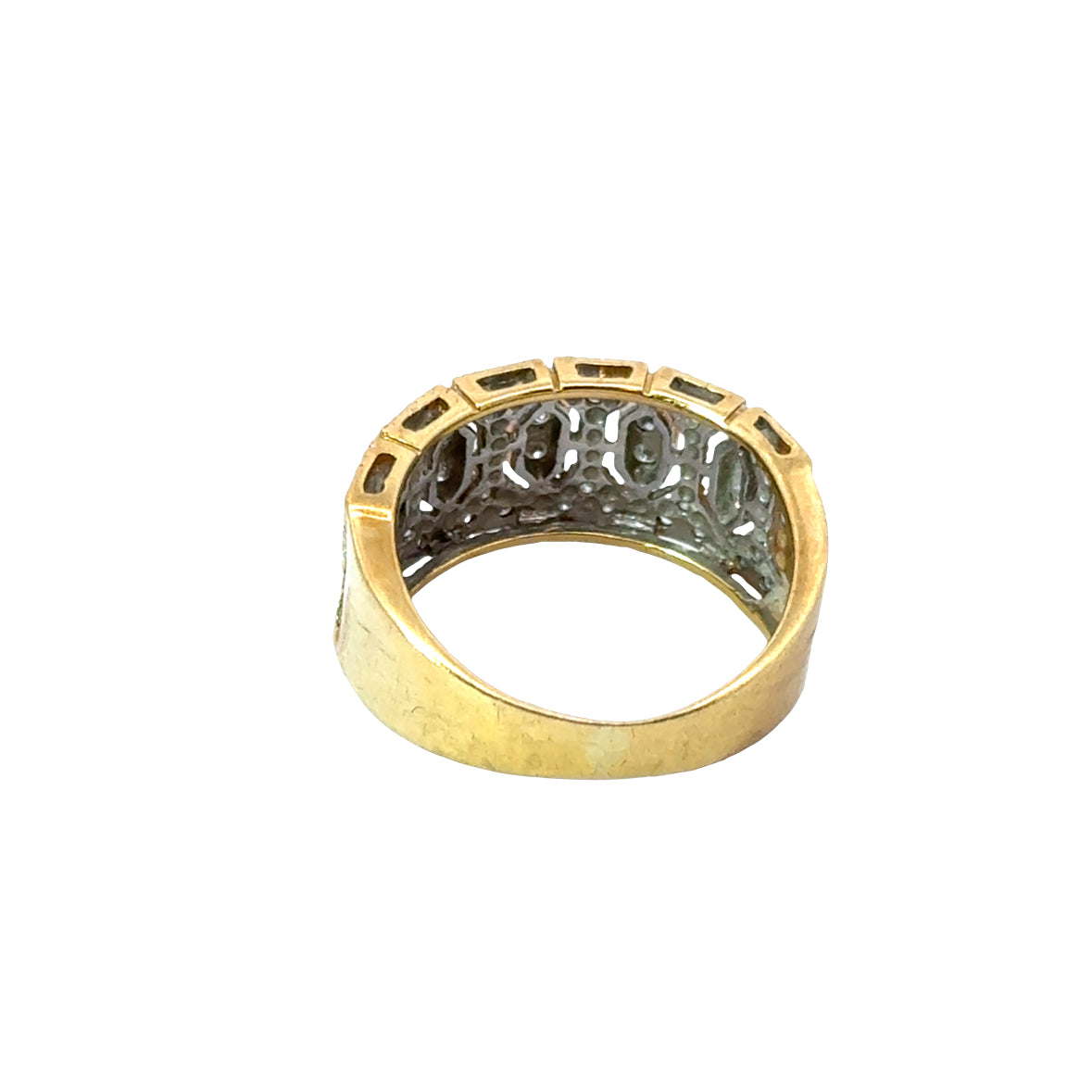 14K Yellow Gold Open-Work Design Diamond Band Ring