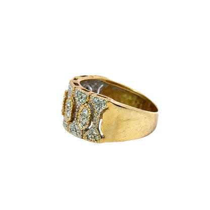 14K Yellow Gold Open-Work Design Diamond Band Ring