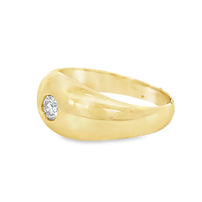 14K Yellow Gold & Diamond Dome Men’s Ring