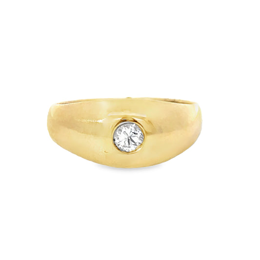 14K Yellow Gold & Diamond Dome Men’s Ring