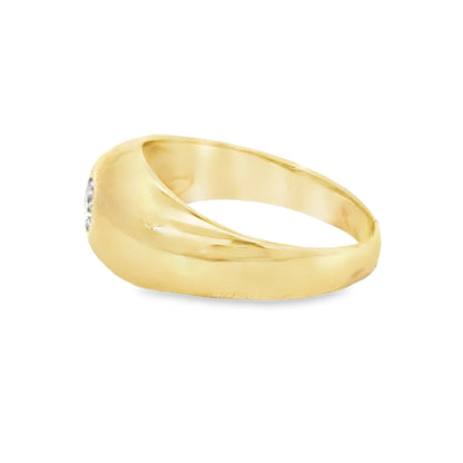 14K Yellow Gold & Diamond Dome Men’s Ring