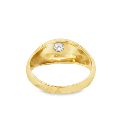 14K Yellow Gold & Diamond Dome Men’s Ring