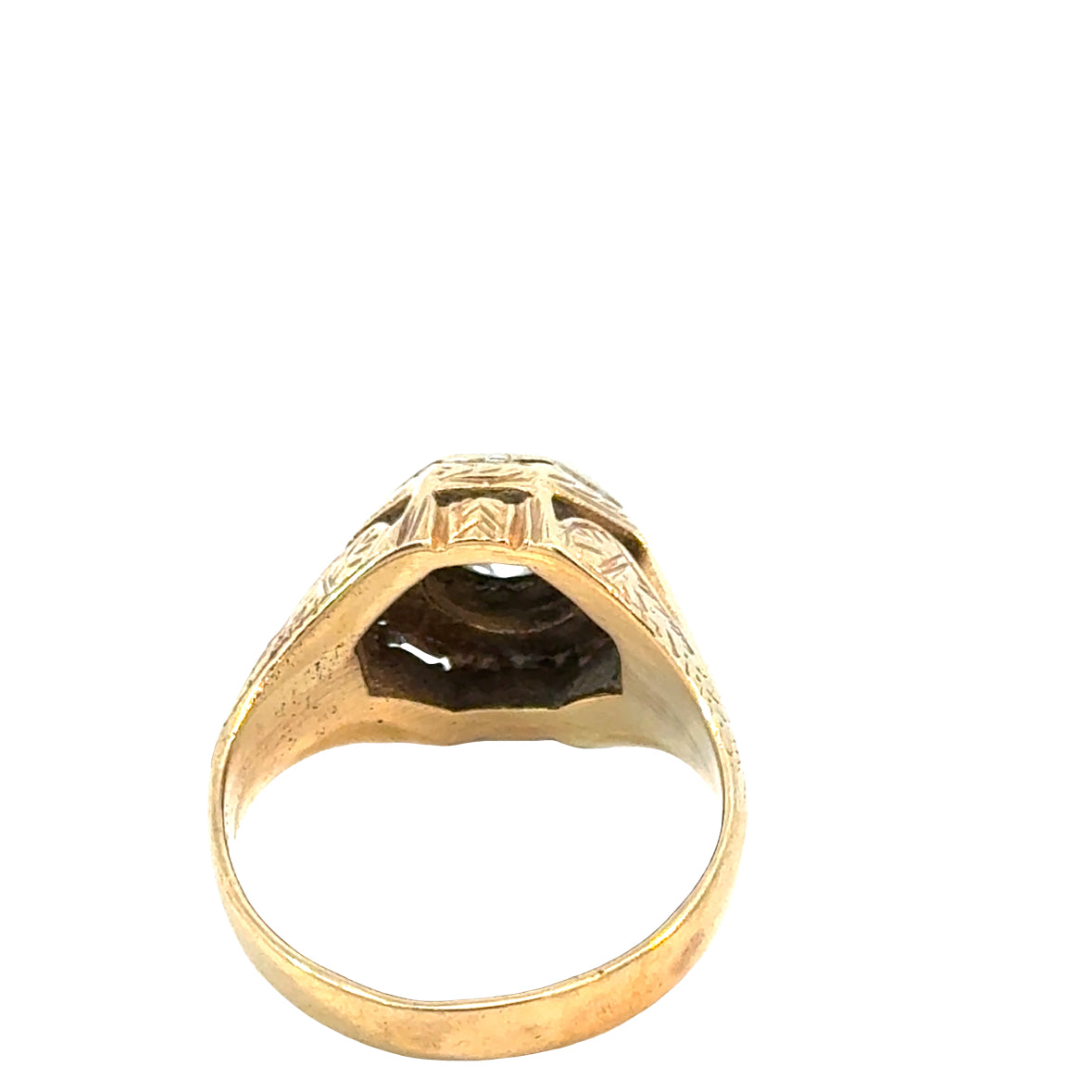 Antique 1920’s 14K Rose Gold Diamond Ring – Art Deco Octagonal Design