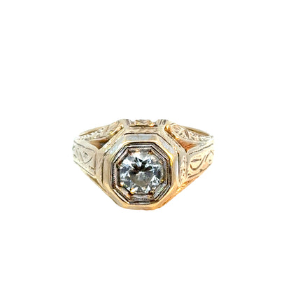 Antique 1920’s 14K Rose Gold Diamond Ring – Art Deco Octagonal Design