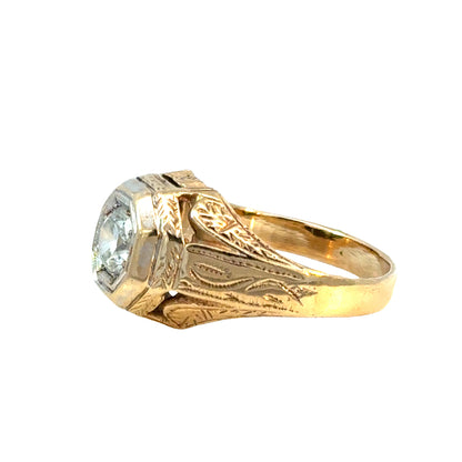 Antique 1920’s 14K Rose Gold Diamond Ring – Art Deco Octagonal Design