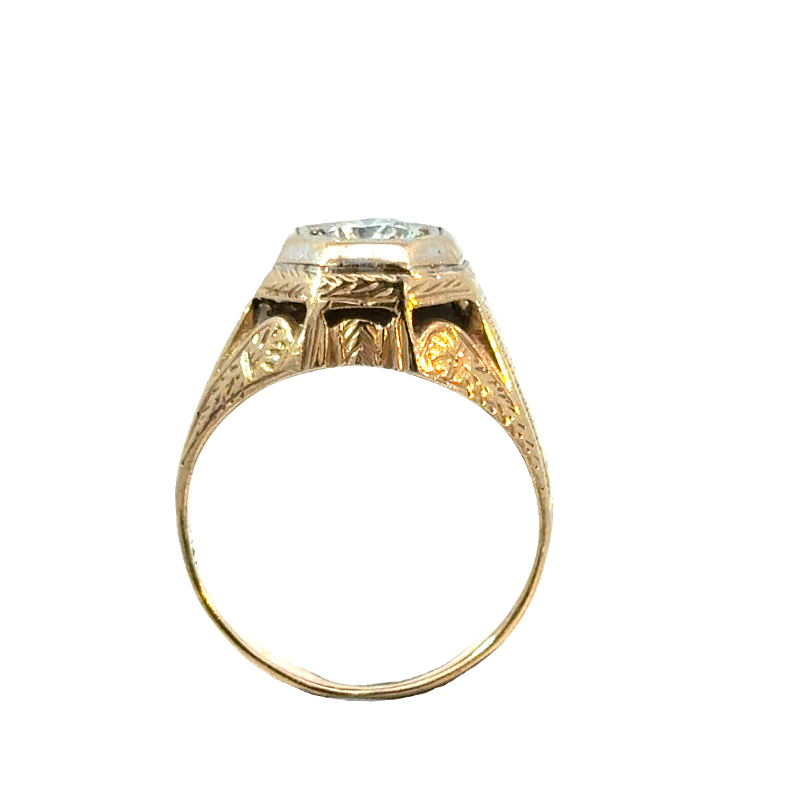 Antique 1920’s 14K Rose Gold Diamond Ring – Art Deco Octagonal Design