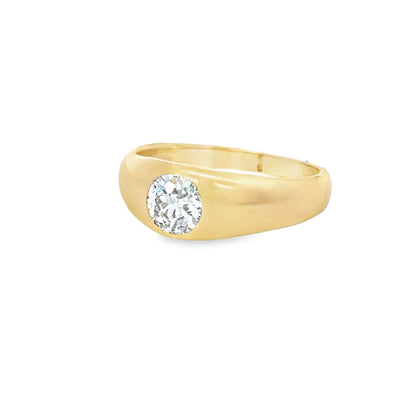 18K Yellow Gold Bezel Set Diamond Men’s Ring