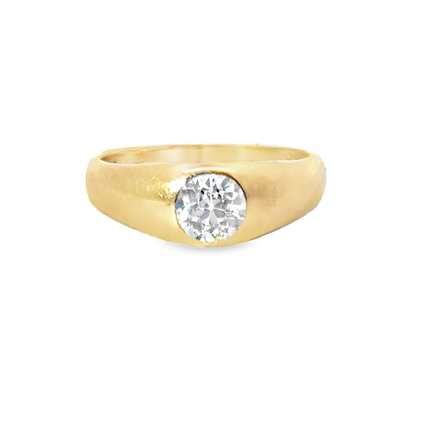 18K Yellow Gold Bezel Set Diamond Men’s Ring