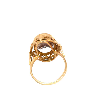 14K Yellow Gold Large Filigree Morganite Ring