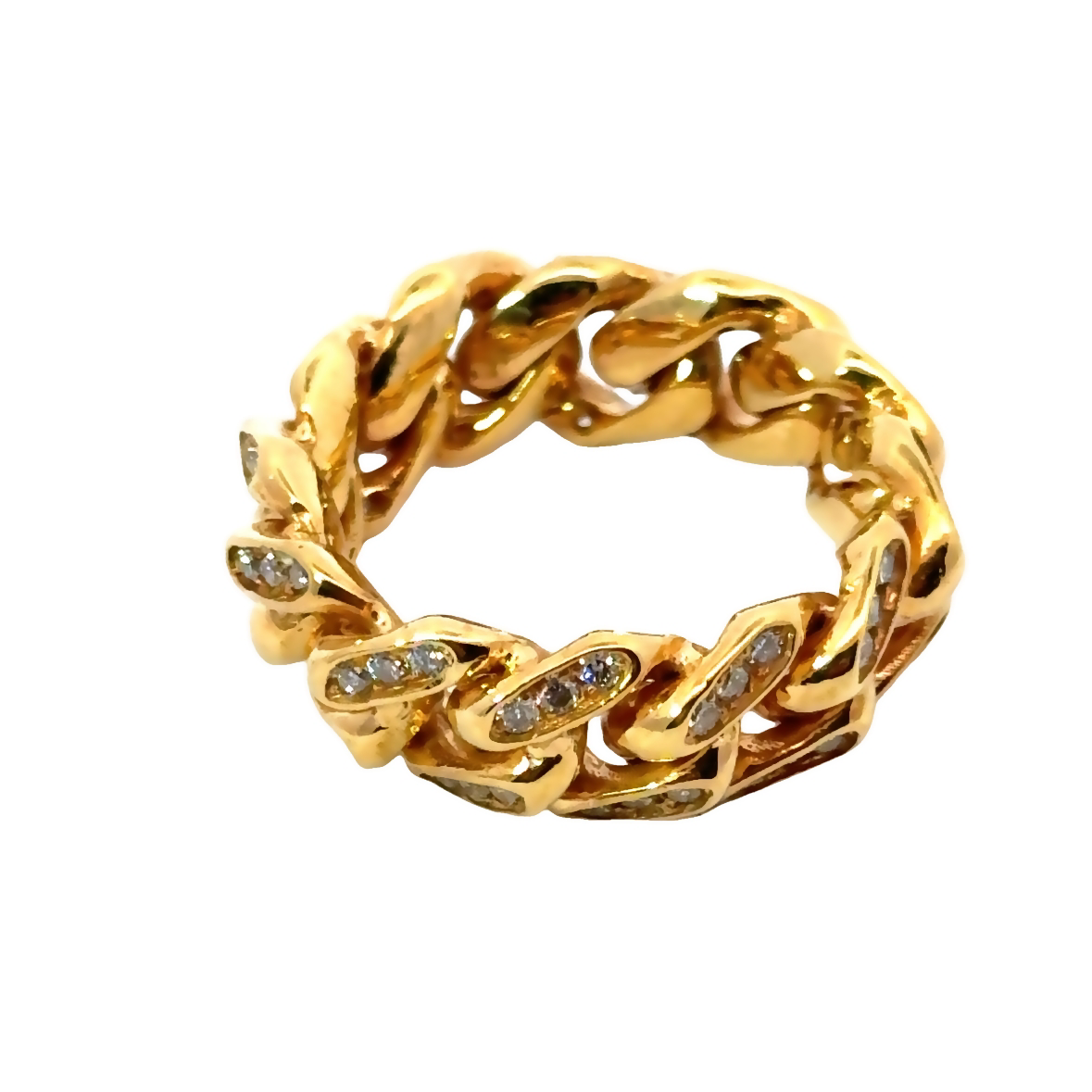 14K Yellow Gold Chain Link Diamond Ring