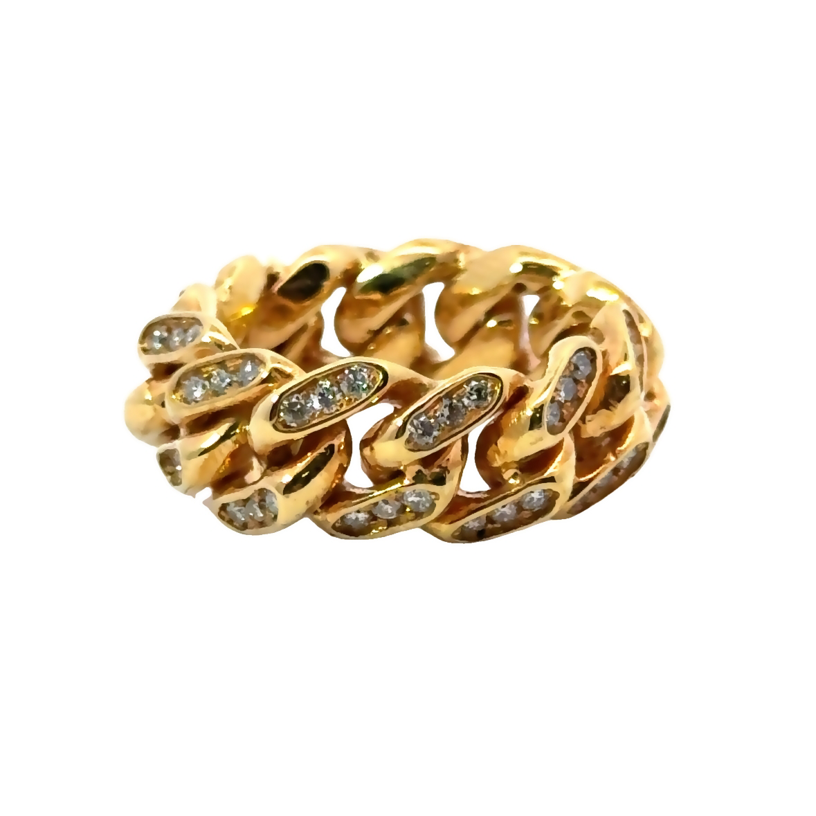 14K Yellow Gold Chain Link Diamond Ring