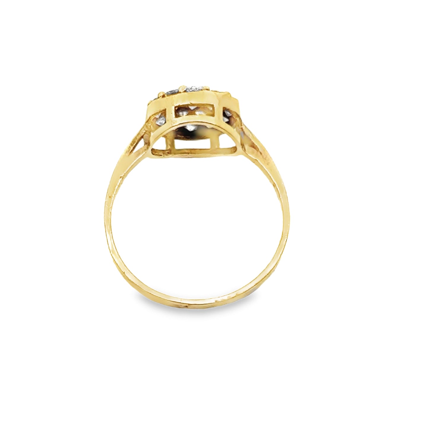 Sparkly Yellow Gold Diamond Cluster Ring