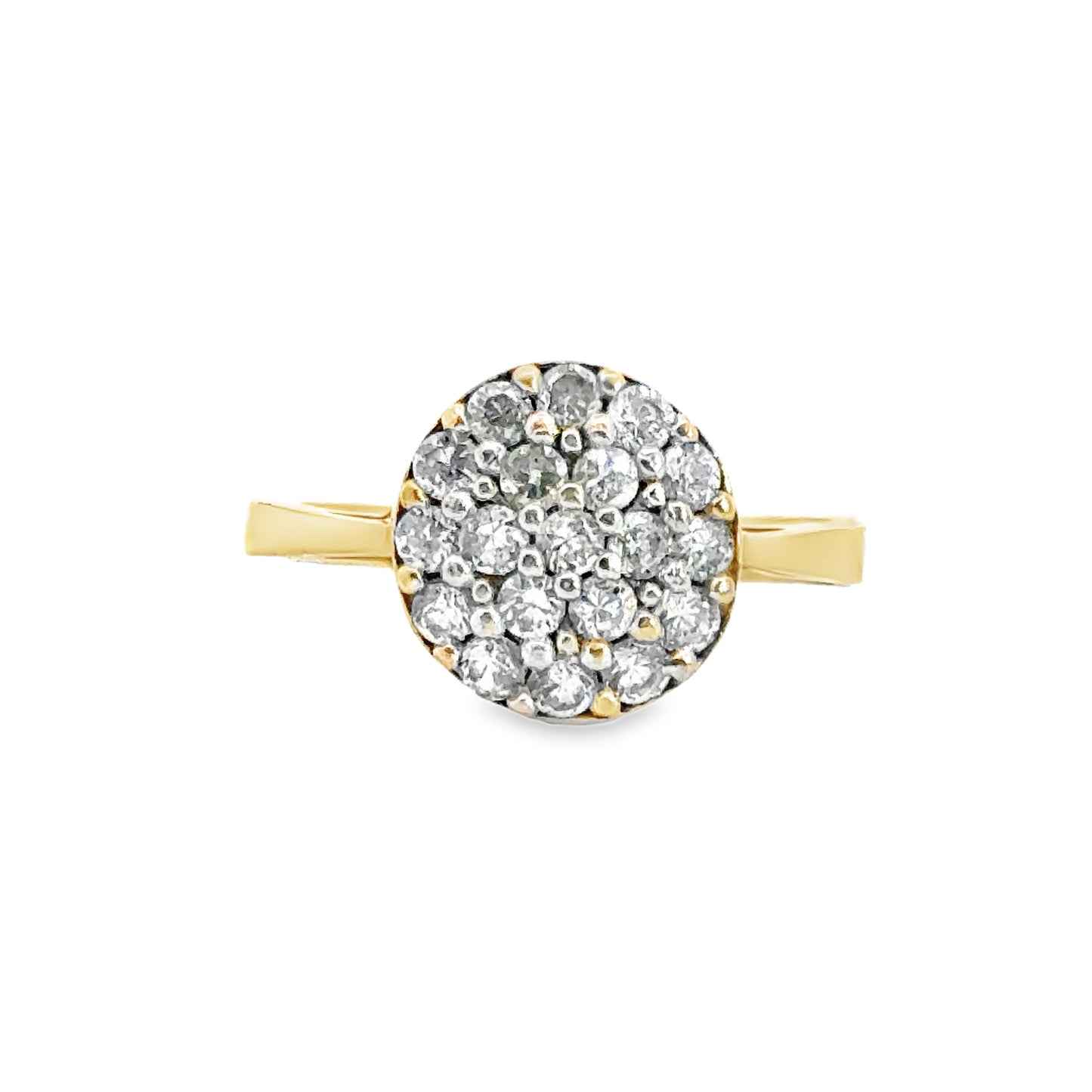 Sparkly Yellow Gold Diamond Cluster Ring