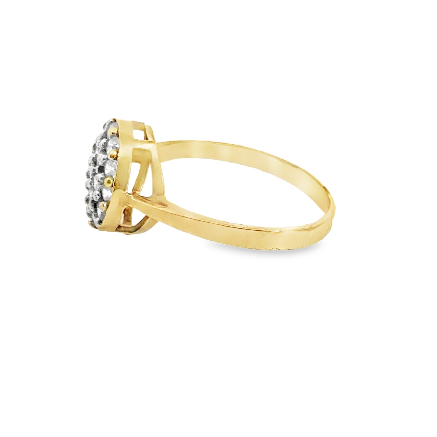 Sparkly Yellow Gold Diamond Cluster Ring