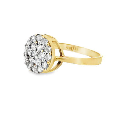 Sparkly Yellow Gold Diamond Cluster Ring