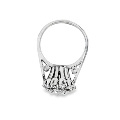 18K White Gold Diamond Flower Dome Cocktail Ring