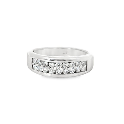 14K White Gold Diamond Men’s Band Ring