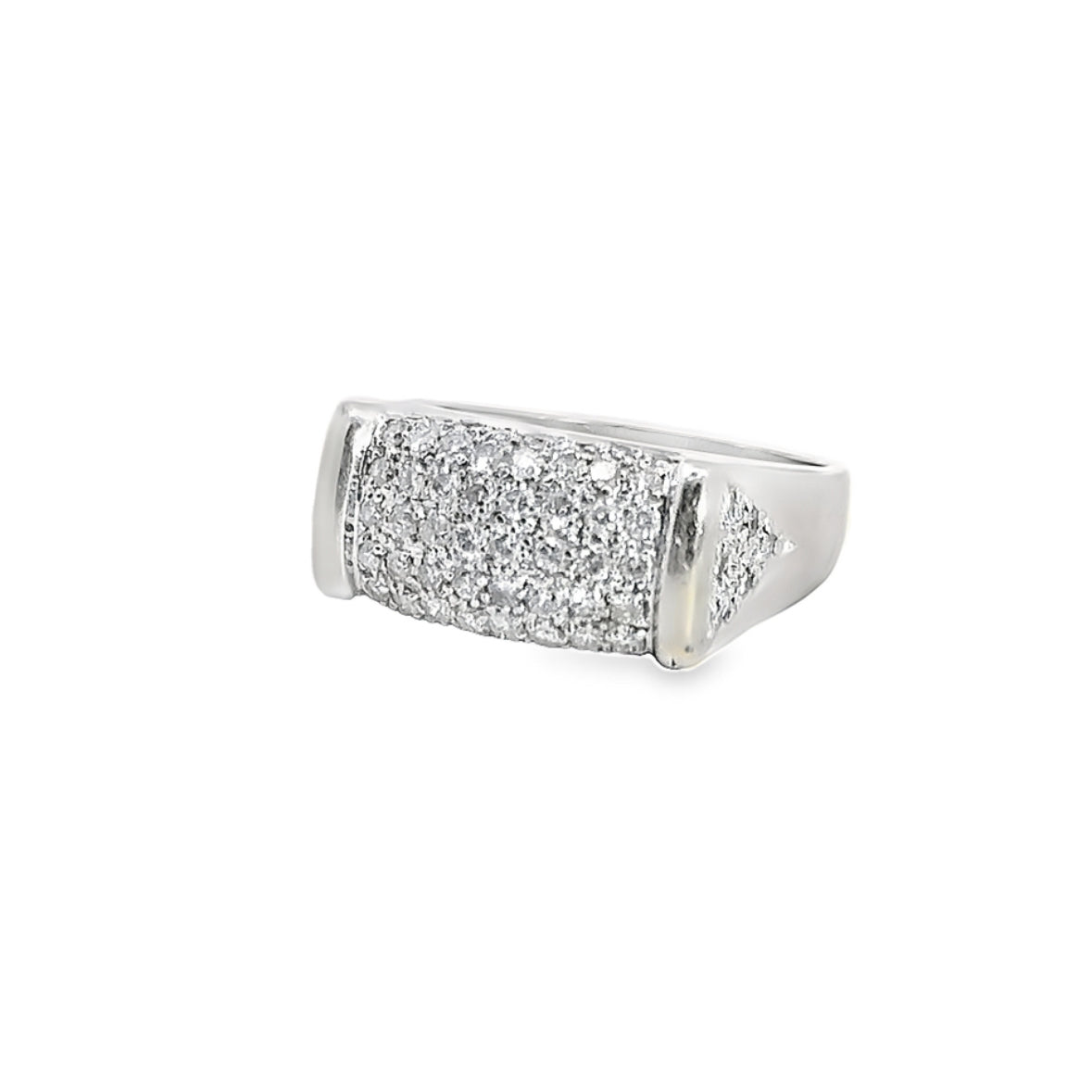 14K White Gold & Diamond Wide Band Ring