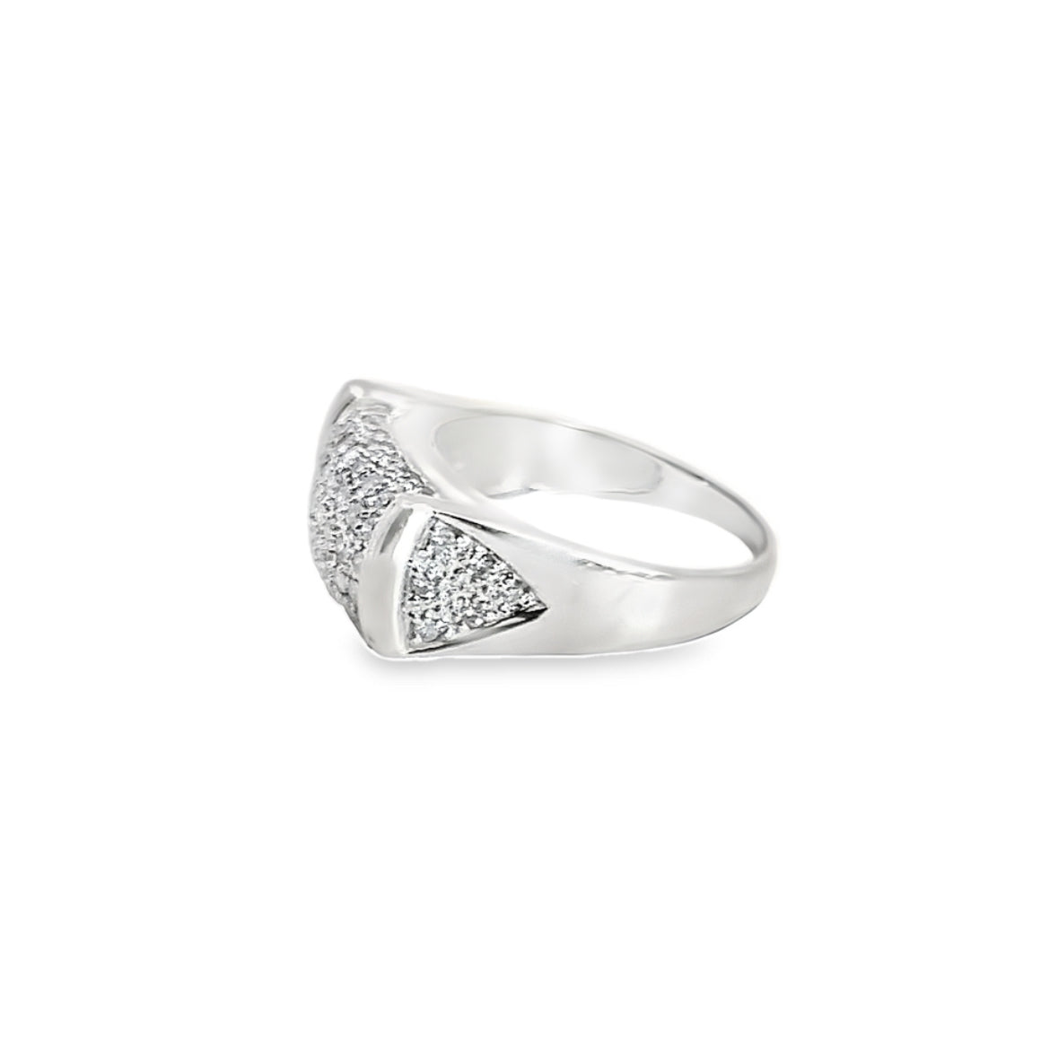 14K White Gold & Diamond Wide Band Ring