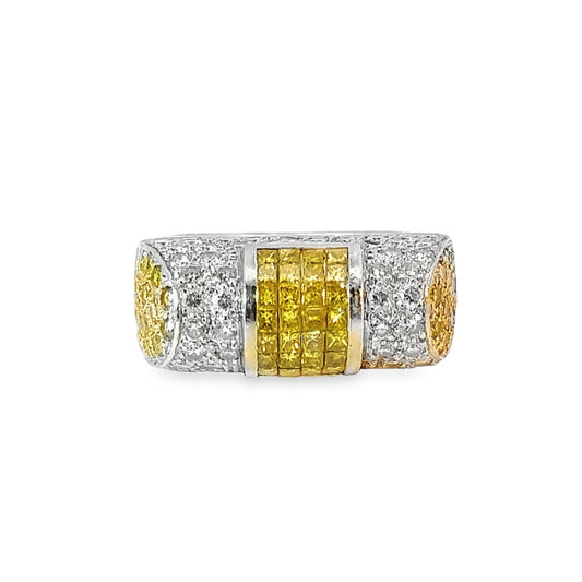 Mesmerizing 18K White & Yellow Diamond Ring