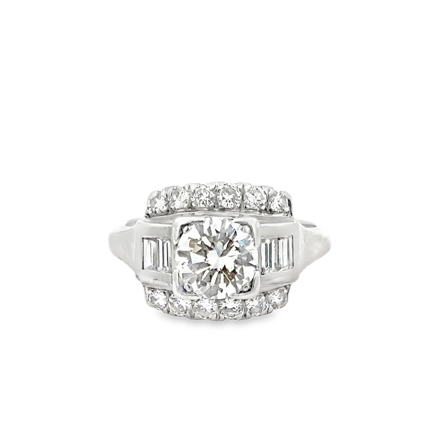 Statement Platinum Diamond Ring with Channel-Set Accents