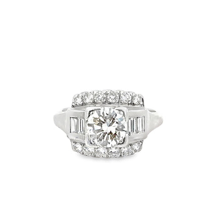 Statement Platinum Diamond Ring with Channel-Set Accents