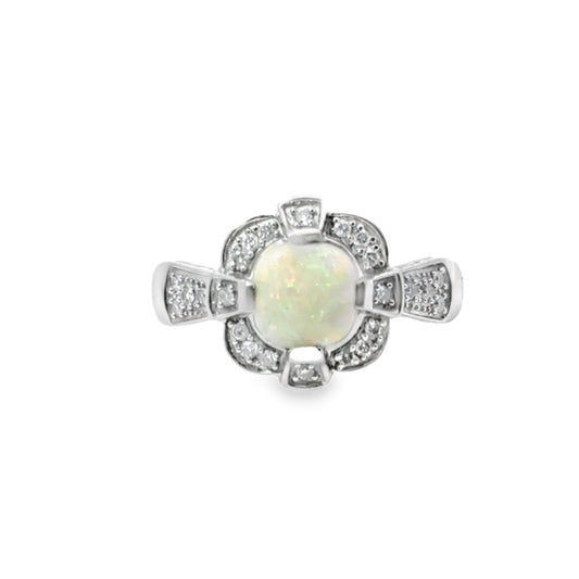 Estate Elegant Opal & Diamond Ring