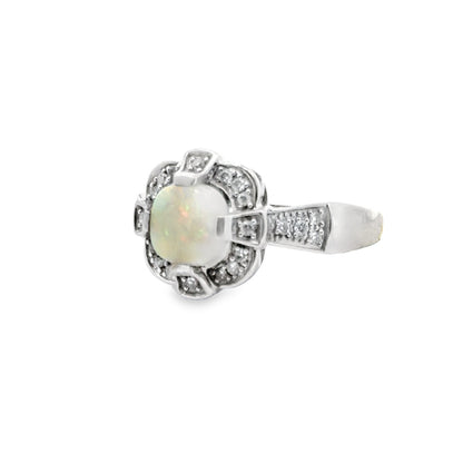 Estate Elegant Opal & Diamond Ring