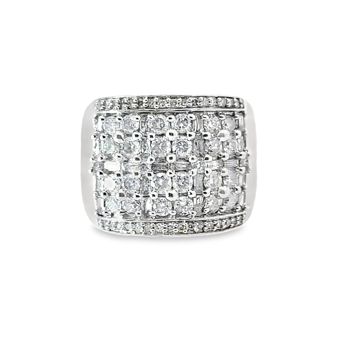 14K White Gold & Diamond Wide Band Ring