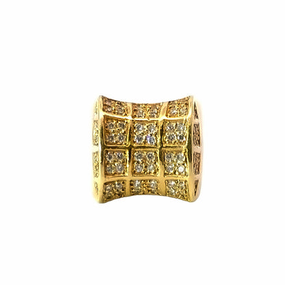 18K Yellow Gold Diamond Lattice Wide Band Ring