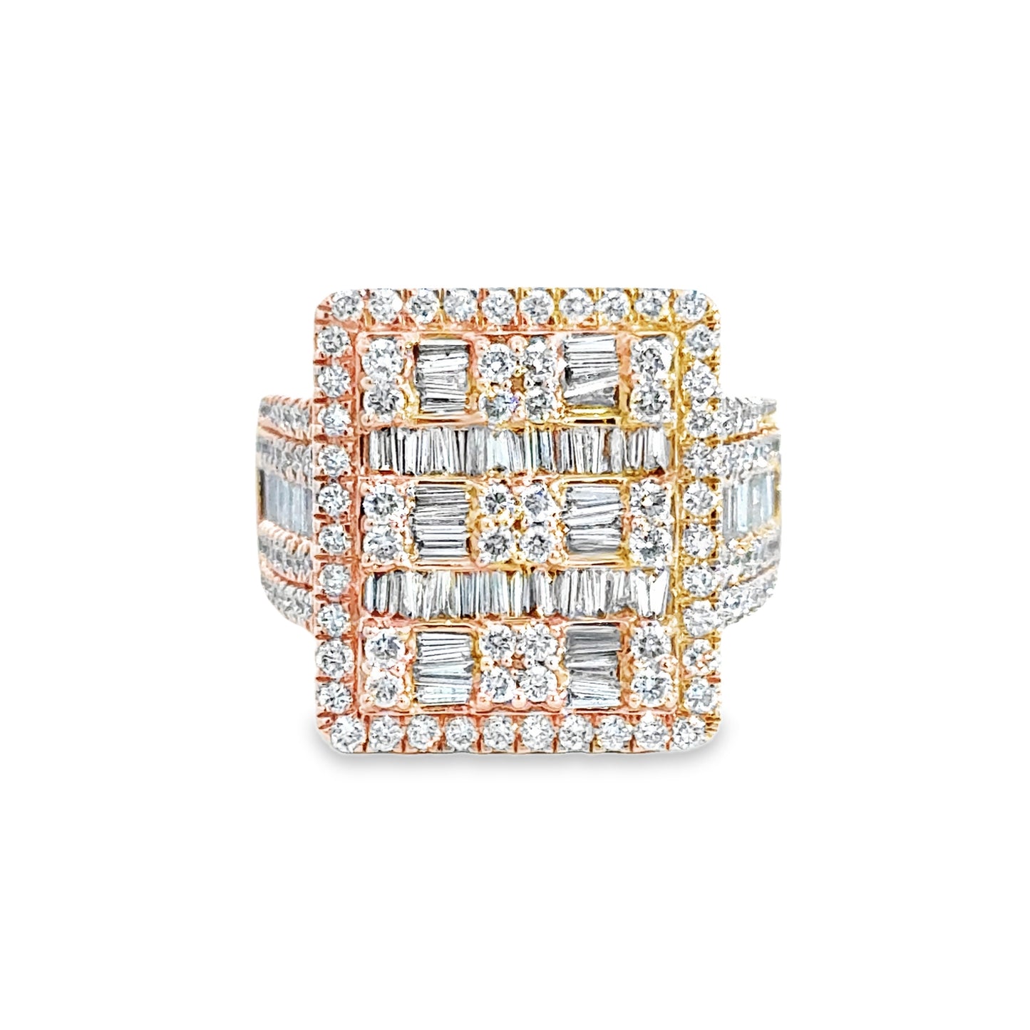 14K Rose Gold Diamond Lattice Men’s Ring