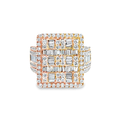 14K Rose Gold Diamond Lattice Men’s Ring