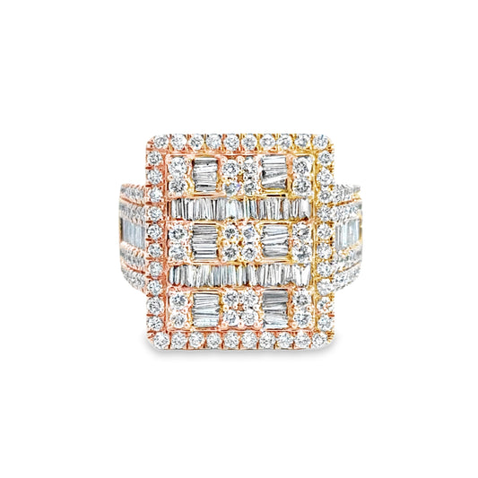 14K Rose Gold Diamond Lattice Men’s Ring