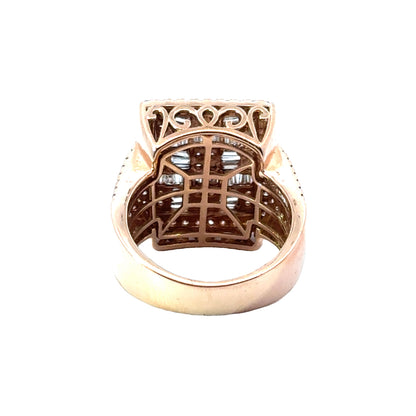 14K Rose Gold Diamond Lattice Men’s Ring