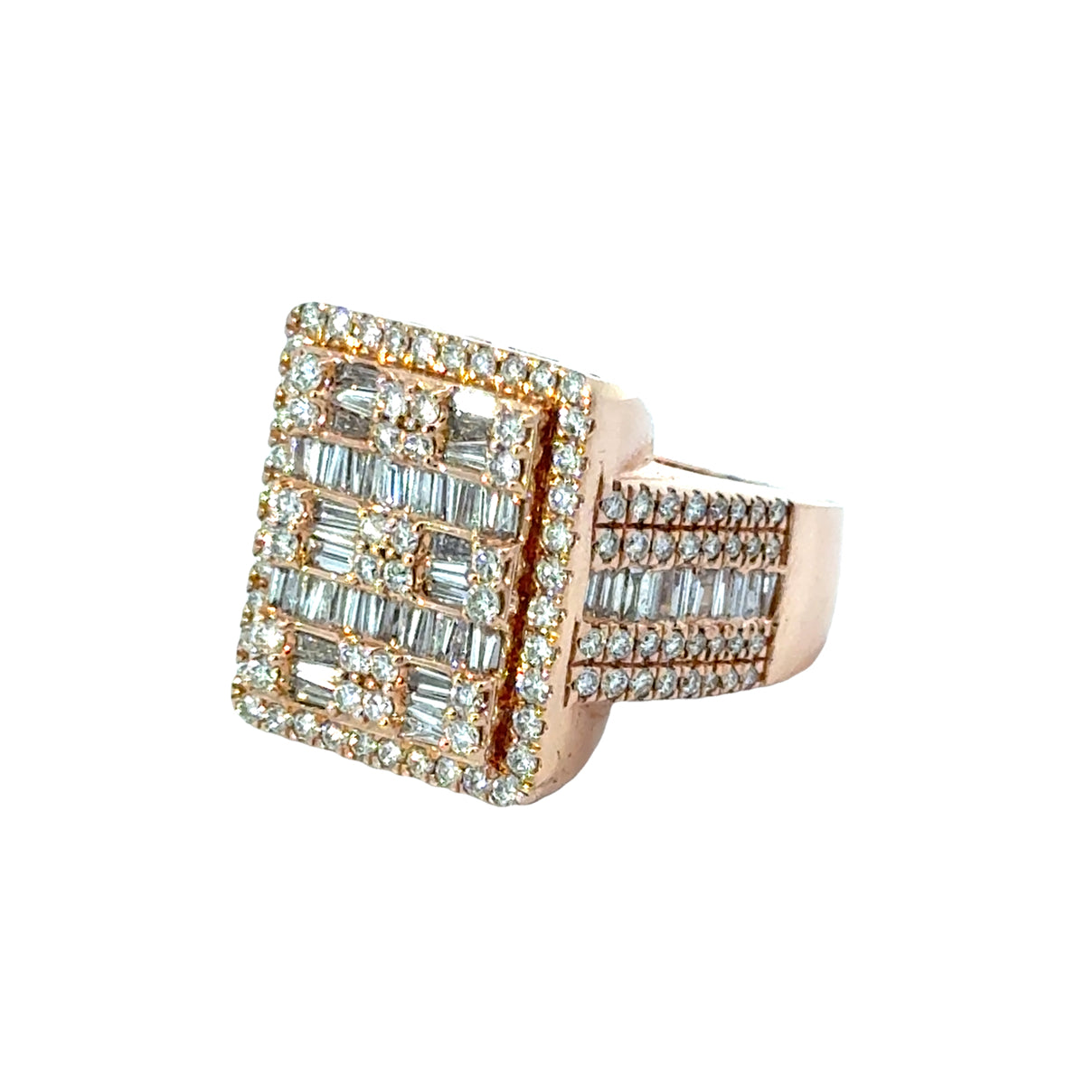 14K Rose Gold Diamond Lattice Men’s Ring