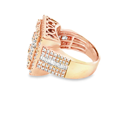 14K Rose Gold Diamond Lattice Men’s Ring