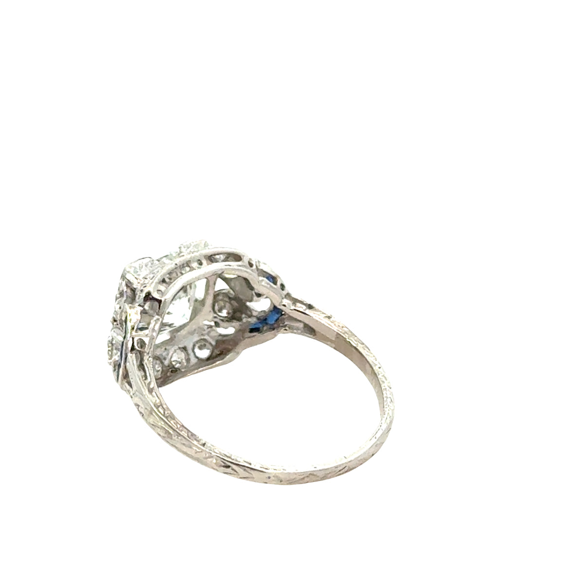Art Deco Platinum Diamond & Sapphire Ring, c.1920s
