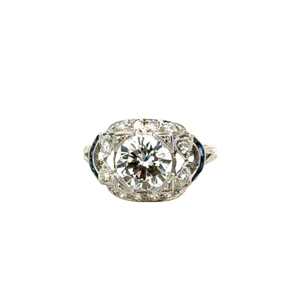 Art Deco Platinum Diamond & Sapphire Ring, c.1920s