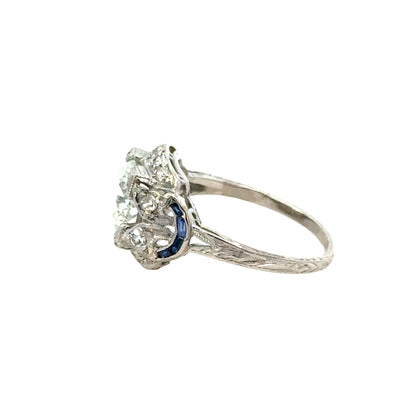 Art Deco Platinum Diamond & Sapphire Ring, c.1920s