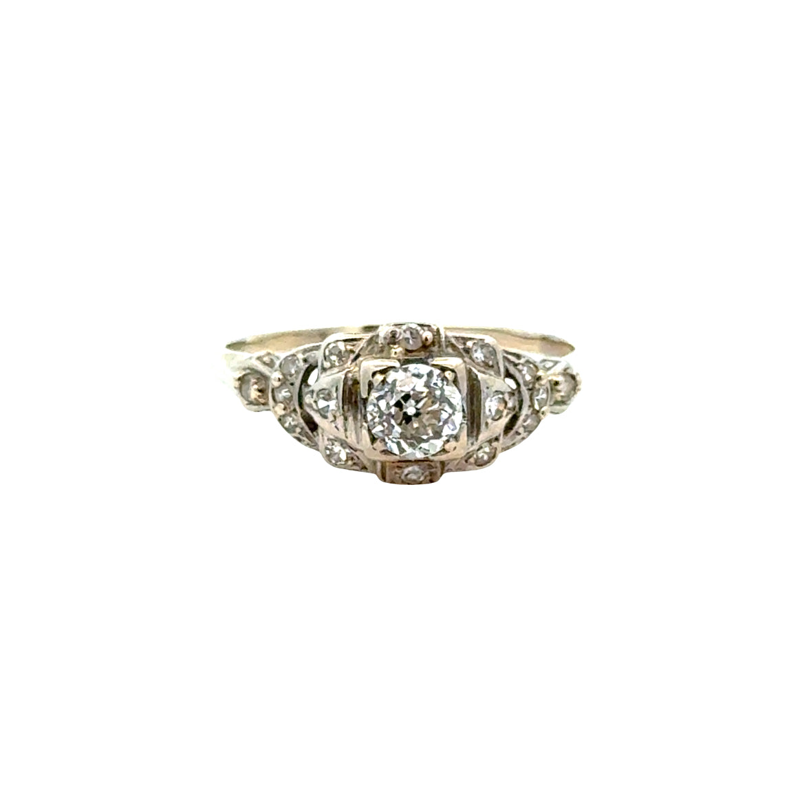 Antique Diamond Ring – 18K White Gold, Edwardian to Early Art Deco