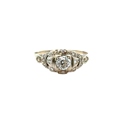Antique Diamond Ring – 18K White Gold, Edwardian to Early Art Deco
