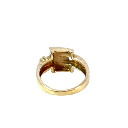 Chic Yellow Gold Buckle Ring, Diamond Accents