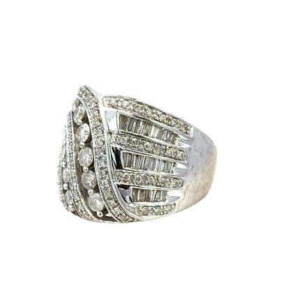 Decadent Wide Diamond Wave Ring – Couture Vintage 1990s