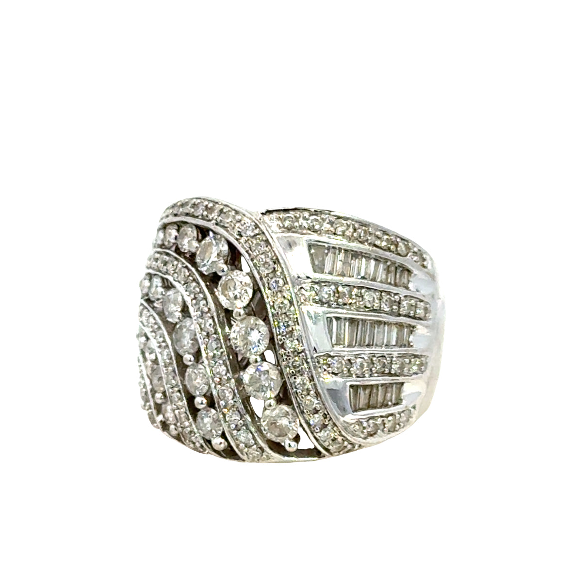 Decadent Wide Diamond Wave Ring – Couture Vintage 1990s