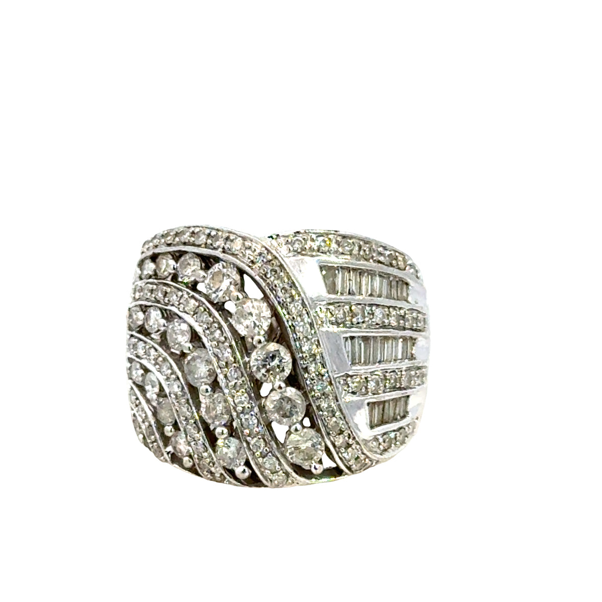 Decadent Wide Diamond Wave Ring – Couture Vintage 1990s