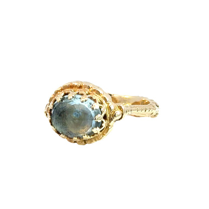 14K Yellow Gold Moonstone Ring – Ornate Vintage Setting